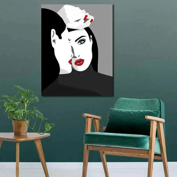 تابلو بوم چاپی لاویا طرح پرتره زن سیاه و سفید کد ART-2695