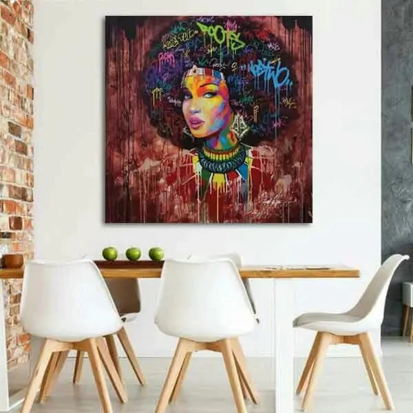 تابلو بوم چاپی لاویا طرح پرتره زن مو رنگی کد ART-1329