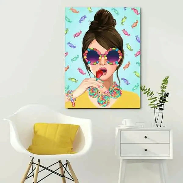 تابلو بوم چاپی لاویا طرح پرتره زن و شکلات کد ART-2086