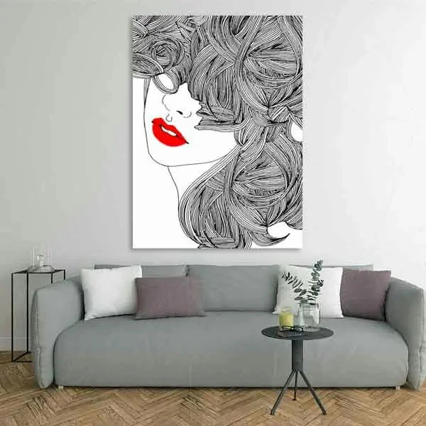 تابلو بوم چاپی لاویا طرح پرتره زن و گل کد ART-1636