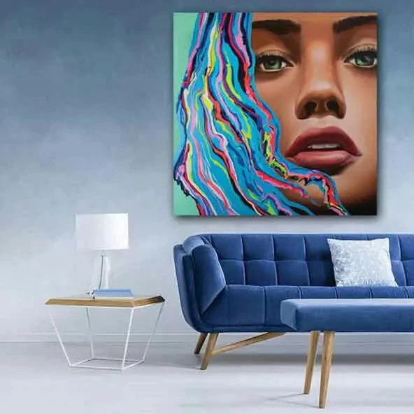 تابلو بوم چاپی لاویا طرح پرتره زن کد ART-1075