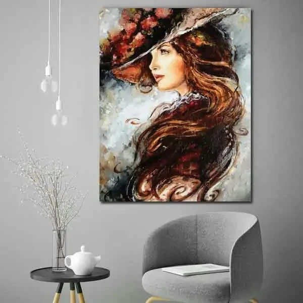 تابلو بوم چاپی لاویا طرح پرتره زن کد ART-1345