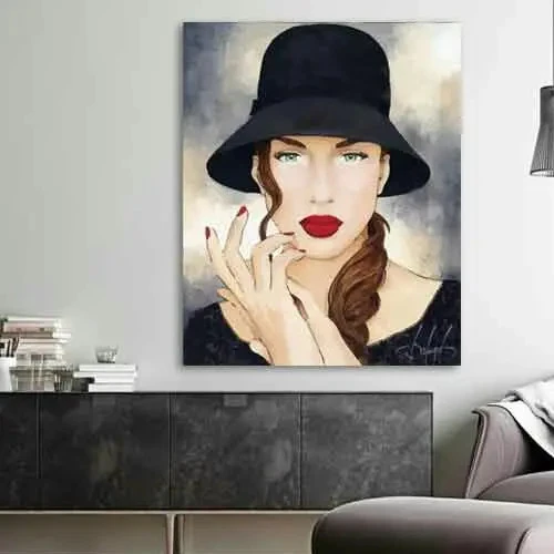 تابلو بوم چاپی لاویا طرح پرتره زن کد ART-1363