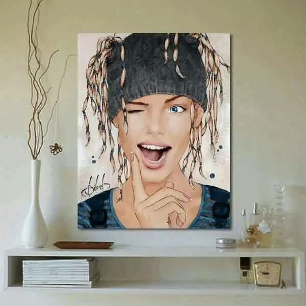 تابلو بوم چاپی لاویا طرح پرتره زن کد ART-1389