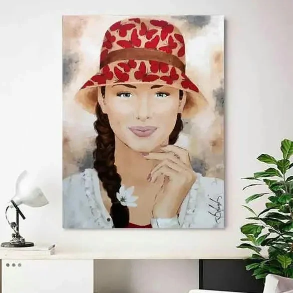 تابلو بوم چاپی لاویا طرح پرتره زن کد ART-1398