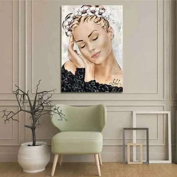 تابلو بوم چاپی لاویا طرح پرتره زن کد ART-1699