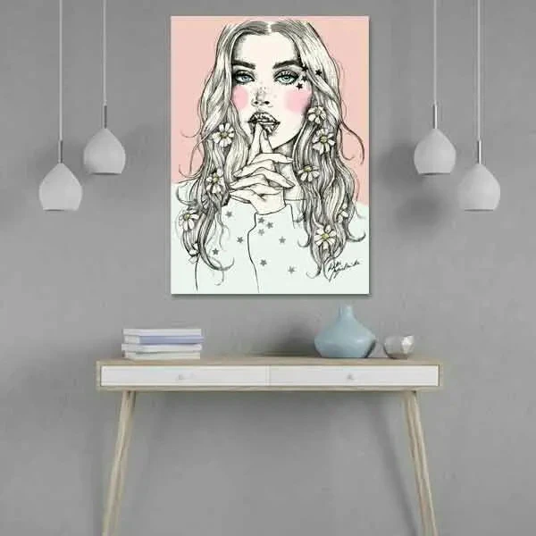 تابلو بوم چاپی لاویا طرح پرتره زن کد ART-1819