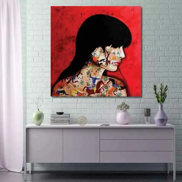 تابلو بوم چاپی لاویا طرح پرتره زن کد ART-828