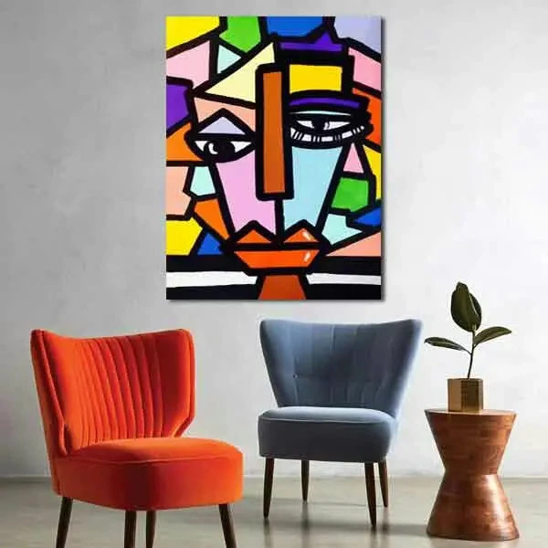 تابلو بوم چاپی لاویا طرح چهره کوبیسم کد ART-2048