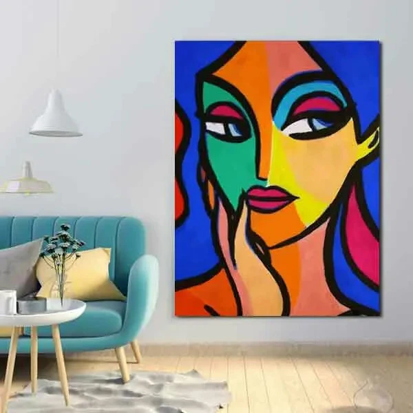 تابلو بوم چاپی لاویا طرح چهره کوبیسم کد ART-2061