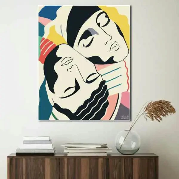 تابلو بوم چاپی لاویا طرح چهره کوبیسم کد ART-2063