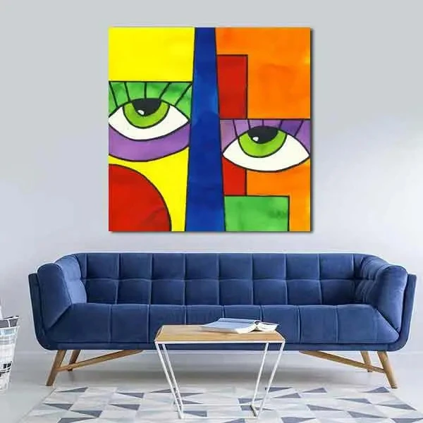 تابلو بوم چاپی لاویا طرح چهره کوبیسم کد ART-2064