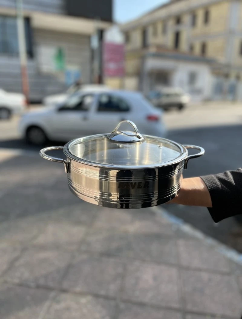 تابه استیل دودسته دربدار ریور سایز ۲۴