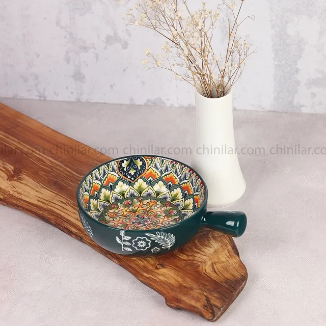 تابه گرد سرامیکی تک دسته طرح بهار تکی