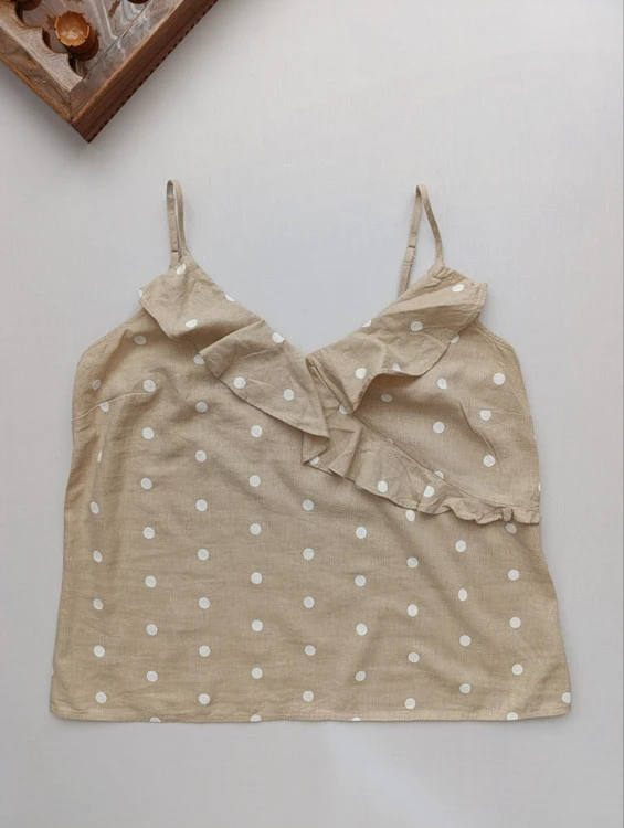 تاپ بندی لینن زنانه برند OLD NAVY استوک رنگ کرم