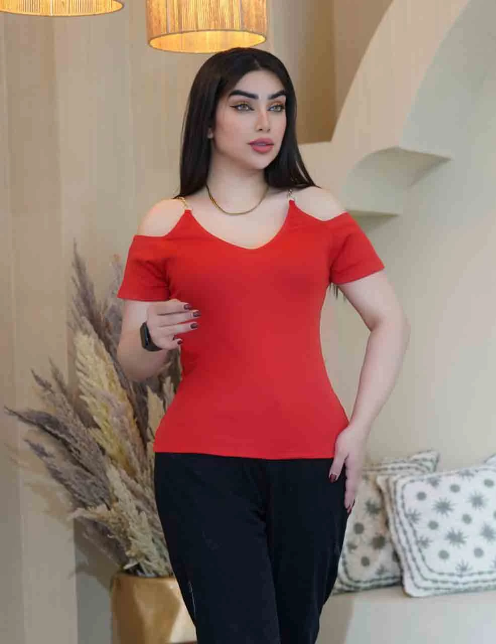تاپ تیشرت فانتزی سرشونه زنجیری