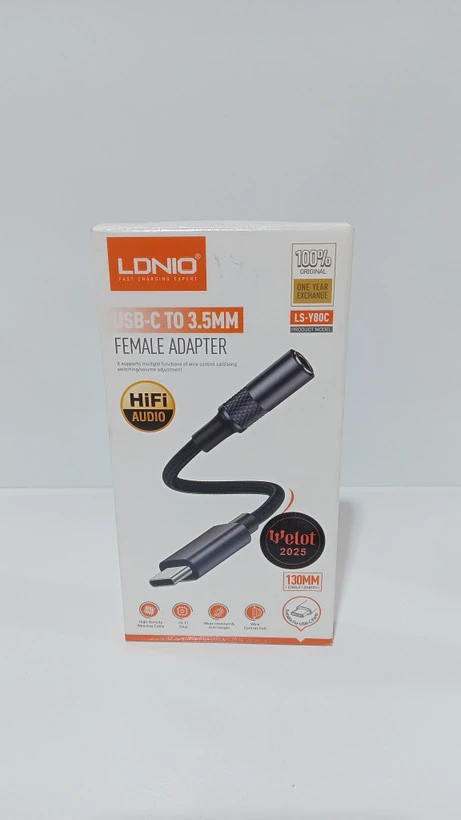 تبدیل USB-C به جک ۳.۵ میلی‌متری الدینیو (LDNIO) مدل LS-Y80C