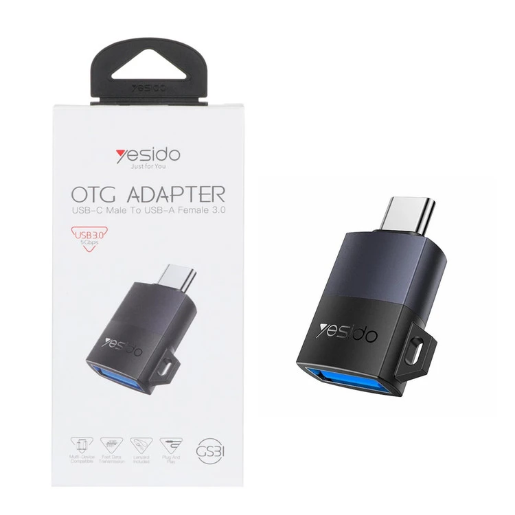 تبدیل Yesido Type-C To USB 3.0 OTG مدل GS31 - خاکستری