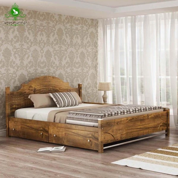 تخت خواب دو نفره MDF وکیوم مدل فلورا