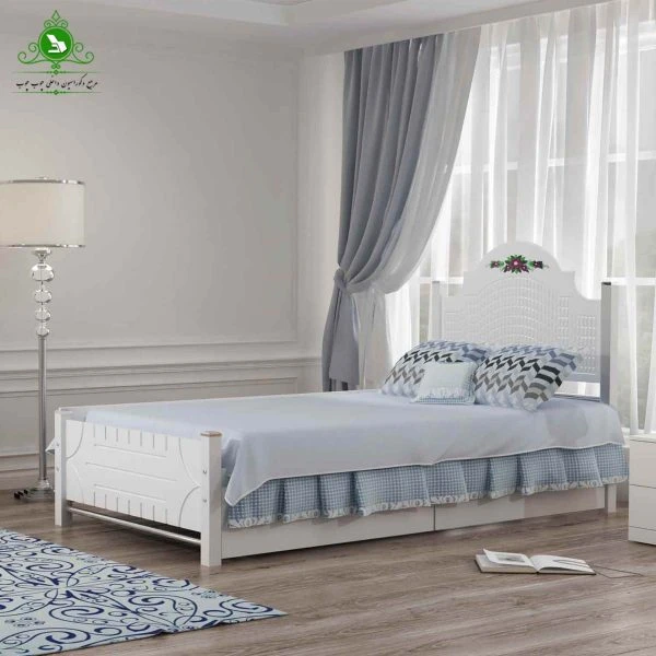 تخت خواب یک نفره MDF وکیوم مدل فلورا