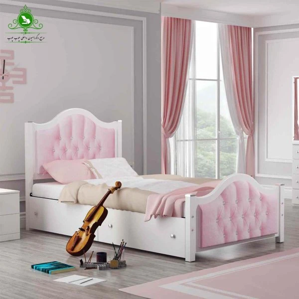 تخت خواب یک نفره دخترانه MDF وکیوم مدل رویا