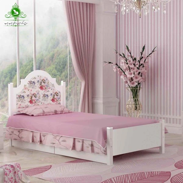 تخت خواب یک نفره دخترانه MDF وکیوم مدل سونیا