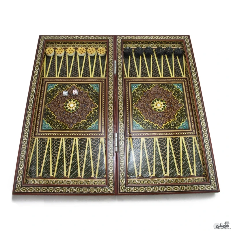 تخته نرد خاتم و نقاشی اعلا سایز 39*39 سانتیمتر