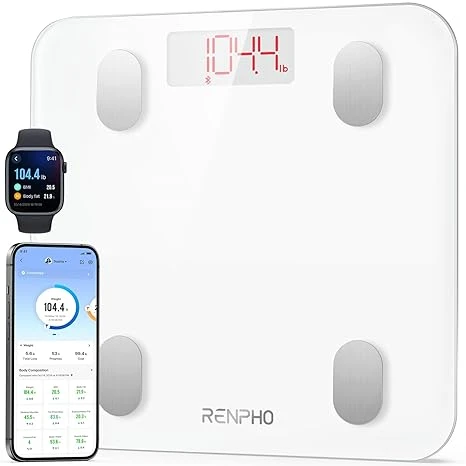 ترازو هوشمند RENPHO SMART SCALE ES-26M-W؛ سنجش وزن، BMI و چربی بدن با اپ موبایل | آمازونیکس