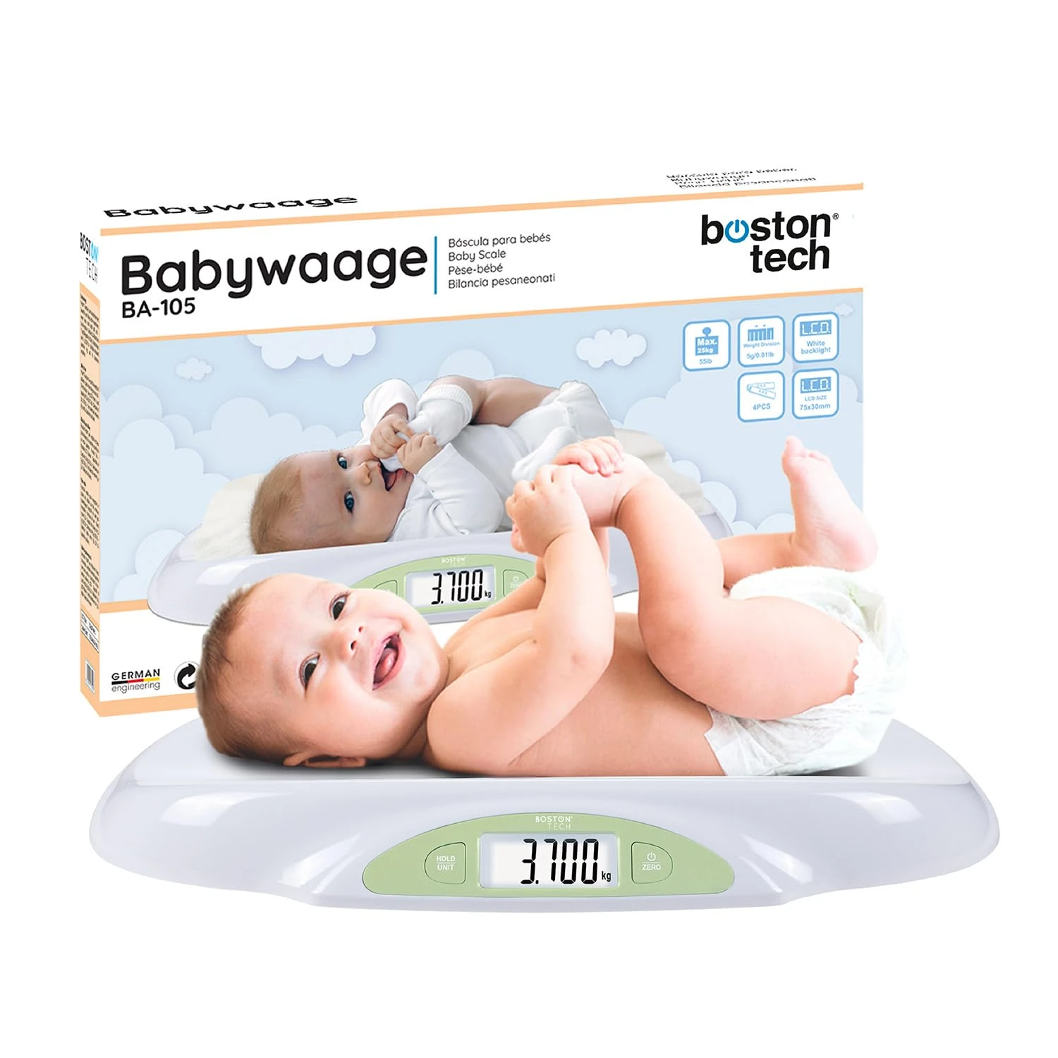 ترازوی دیجیتال نوزاد و حیوانات Boston Tech مدل BA105 (دقیق با صفحه لمسی)