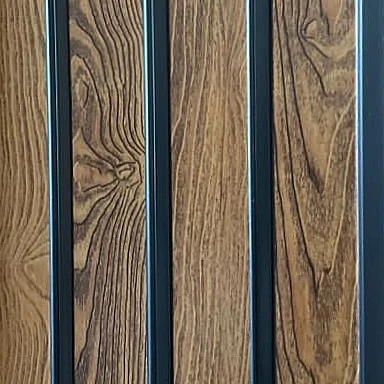 ترمووال pvc طرح چوب گردویی بلوطی شیار مشکی - ابعاد 280*20
