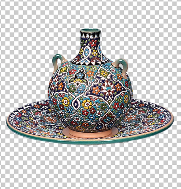 تصویر دوربری ظروف مینا کاری