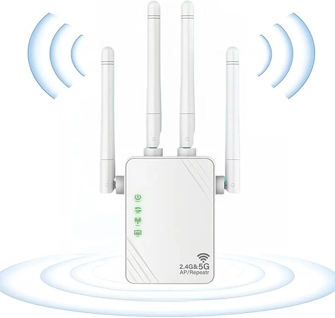 تقویت کننده و توسعه دهنده وای فای 5G دو باند AILKIN با با 4 آنتن خارجی قدرتمند 1200Mbps و 2 پورت LAN