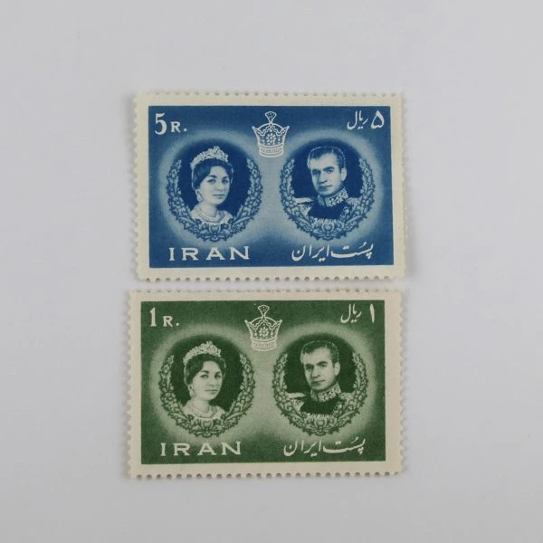 تمبر عروسی محمدرضا شاه و فرح دیبا 1339 – سری 2 عدد