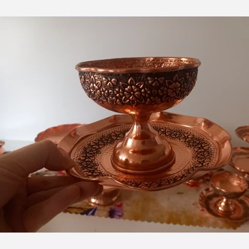 تنقلات و بستنی خوری مسی 6 تایی گلبرگ نانو ارسال رایگان
