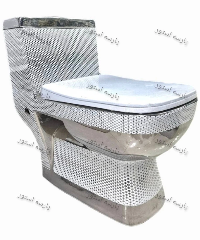 توالت فرنگی لوکس سفید نقره ای کد106