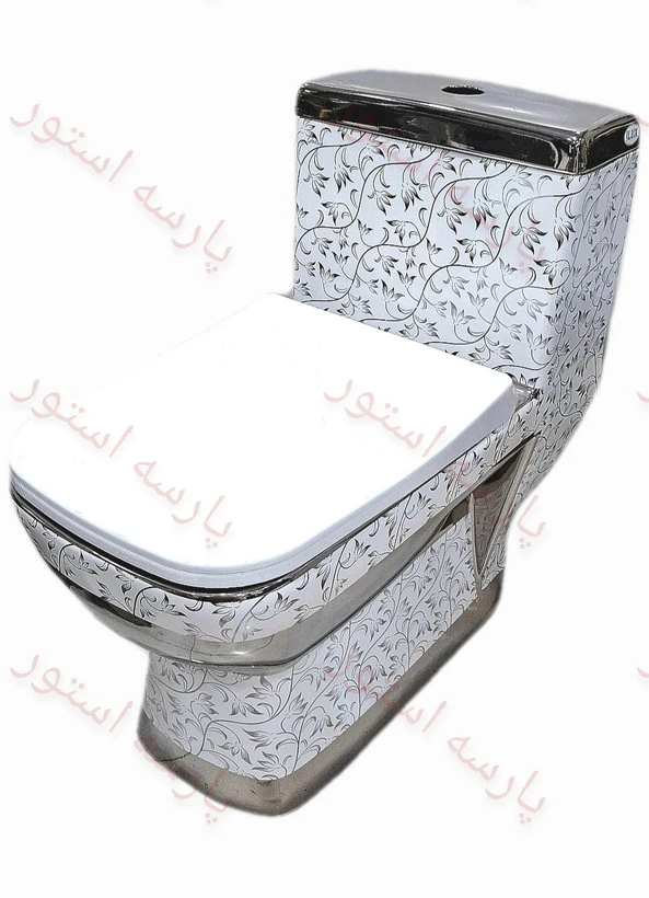 توالت فرنگی لوکس سفید نقره ای کد116