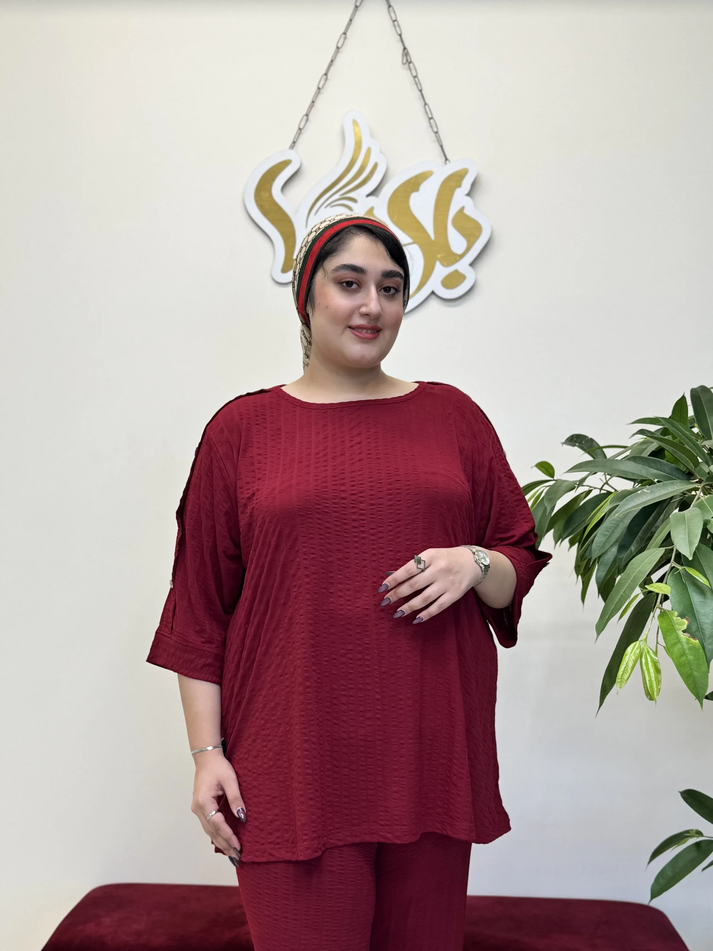 تونیک سایزبزرگ سرشانه دکمه دار