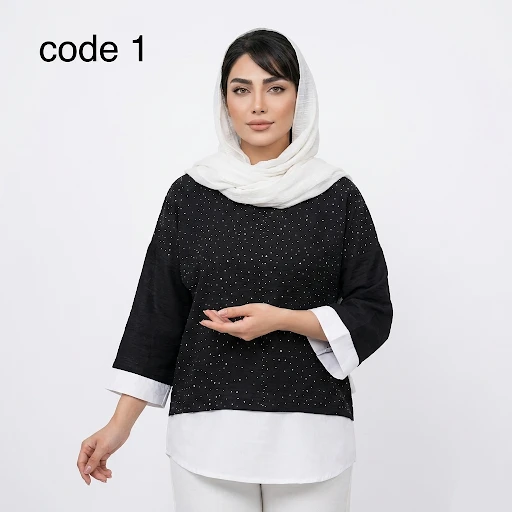 تونیک شانل نگین دار (دارای کمی کشسانی) ویژه محرم مدل لونا علیدسا