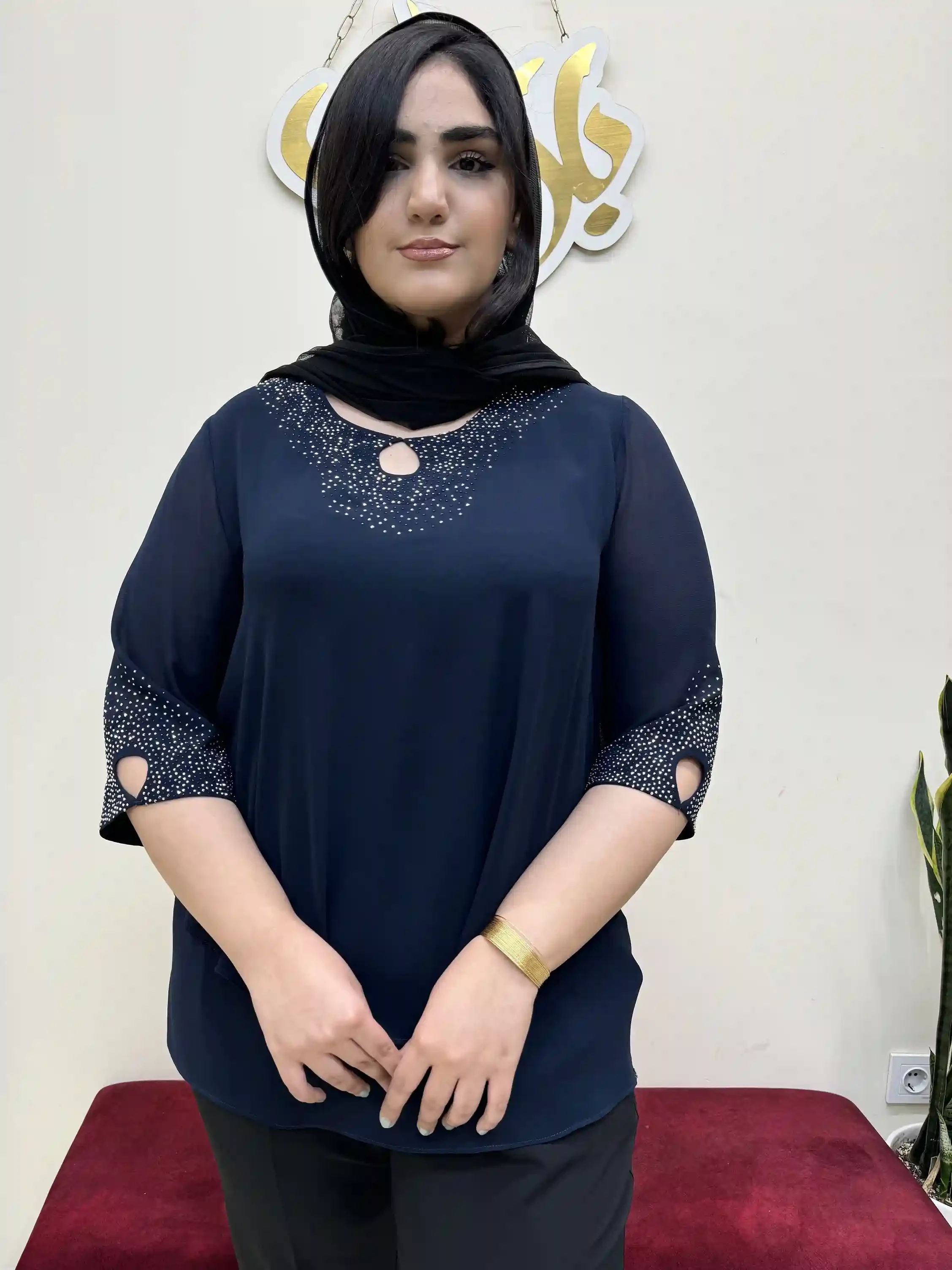 تونیک یقه اشکی شعله سایز بزرگ