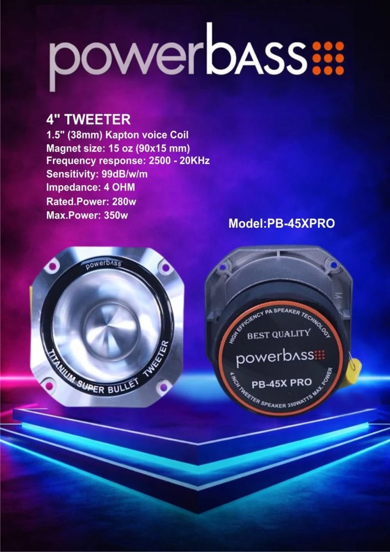 تویتر 4 اینچ پاوربیس مدل PB-45XPRO با توان 350 وات
