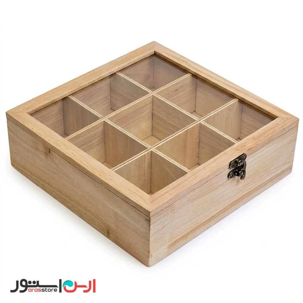 تی باکس چوبی ۹ خانه رابر مدل لوکس 24*24 سانتی