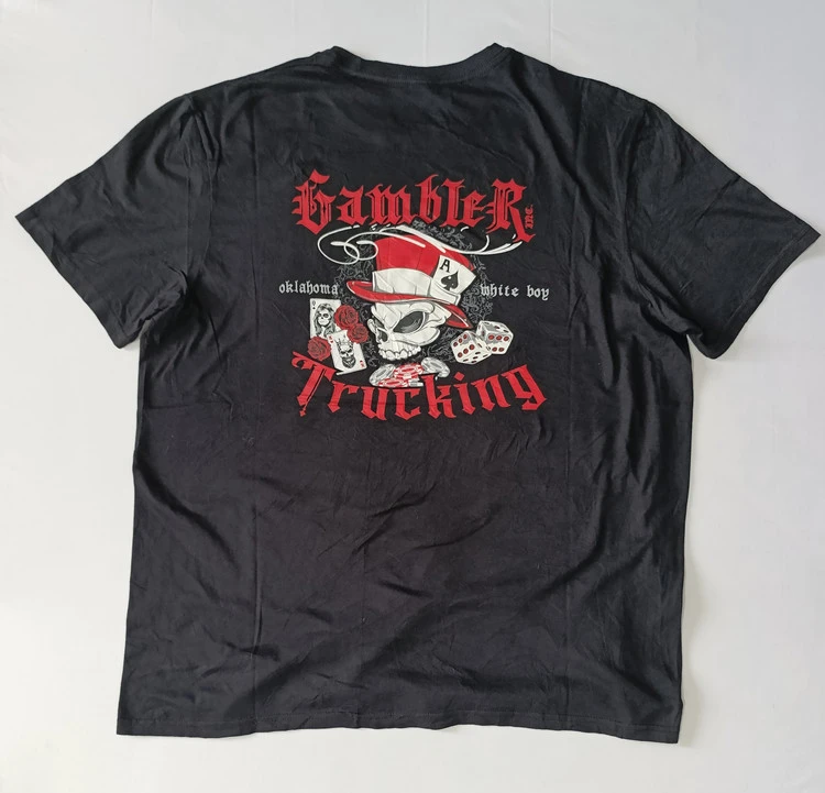تی شرت مردانه برند GAMBLER TRUCKING استوک اورجینال رنگ مشکی