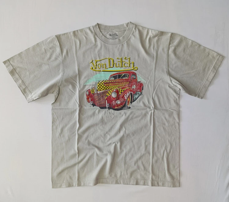 تی شرت مردانه برند وون داچ VON DUTCH استوک اورجینال طوسی
