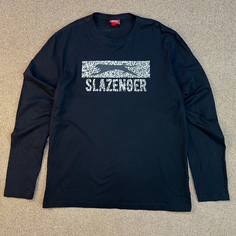تیشرت آستین دار مشکی استوک اورجینال-SLAZZENGER-استوک مارکباز