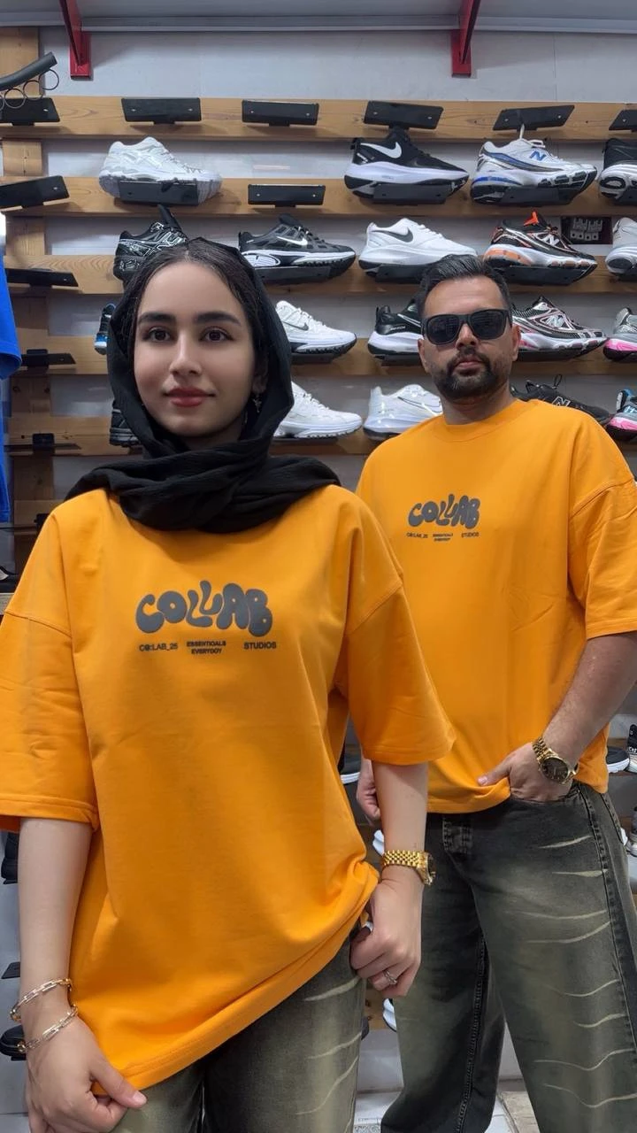 تیشرت باکسی COLLAB نارنجی کد 53