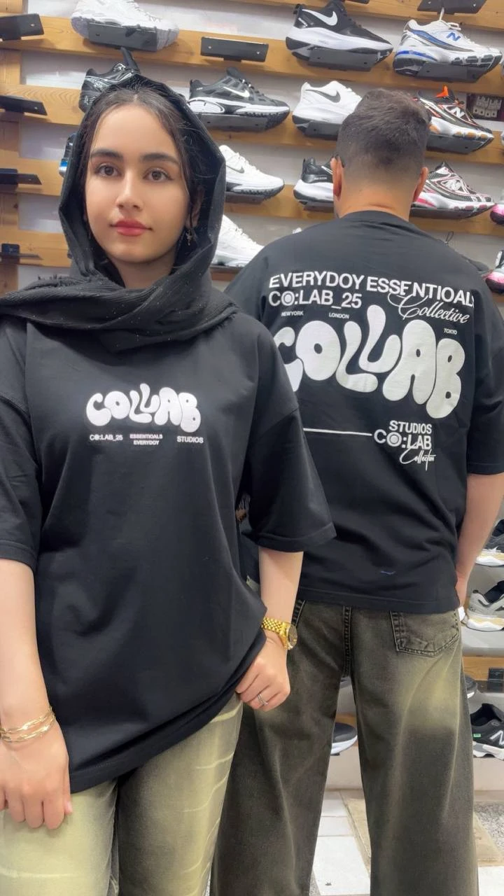 تیشرت باکسی COLLABمشکی کد 53