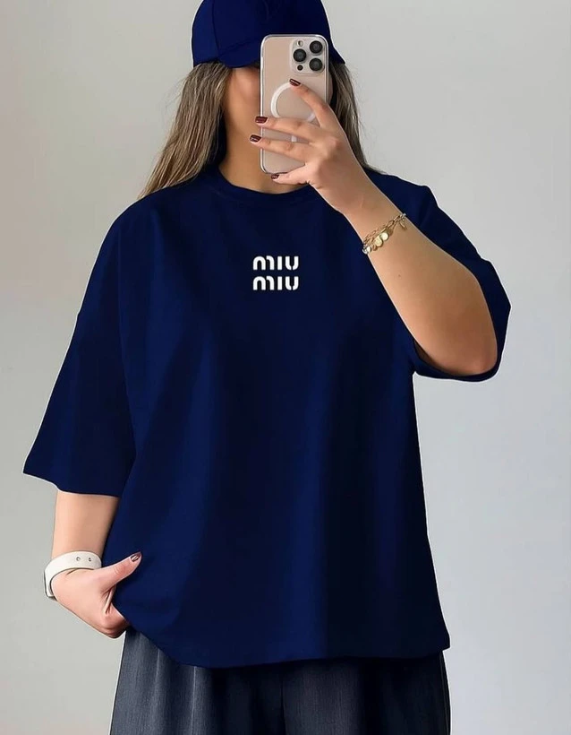 تیشرت باکسی پرطرفدار miu miu پارچه سوپرنخ پنبه