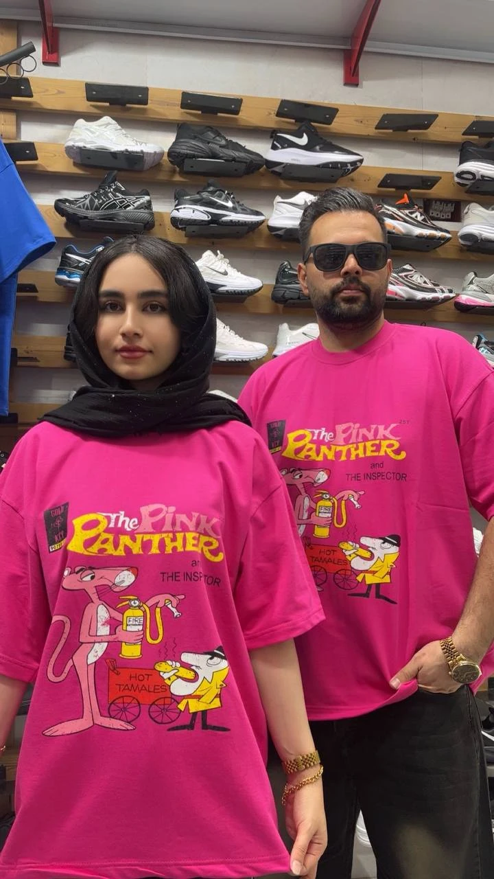 تیشرت باکسی پلنگ صورتی pink(صورتی) کد 54