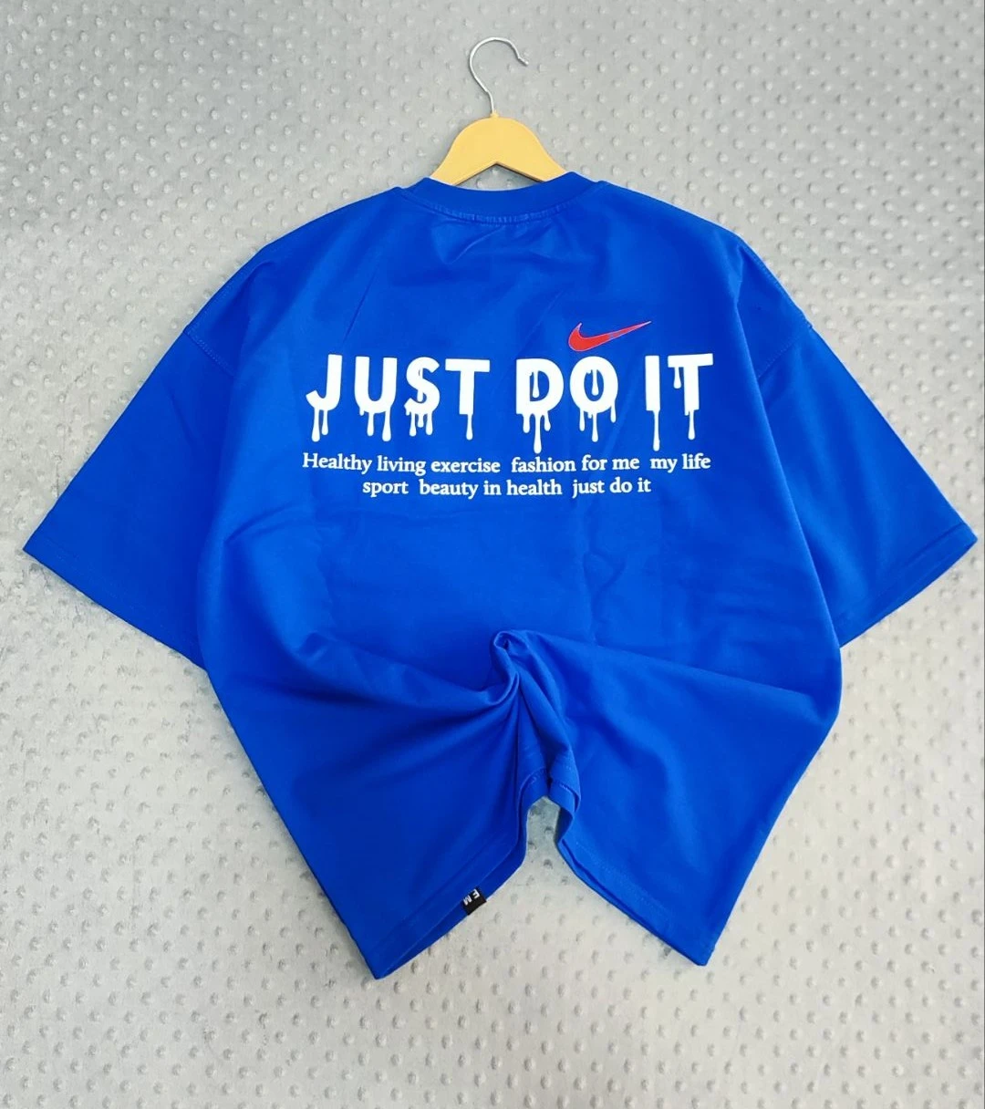 تیشرت باکسی گرم بالا تیک قرمز JAST DO IT آبی کد 69