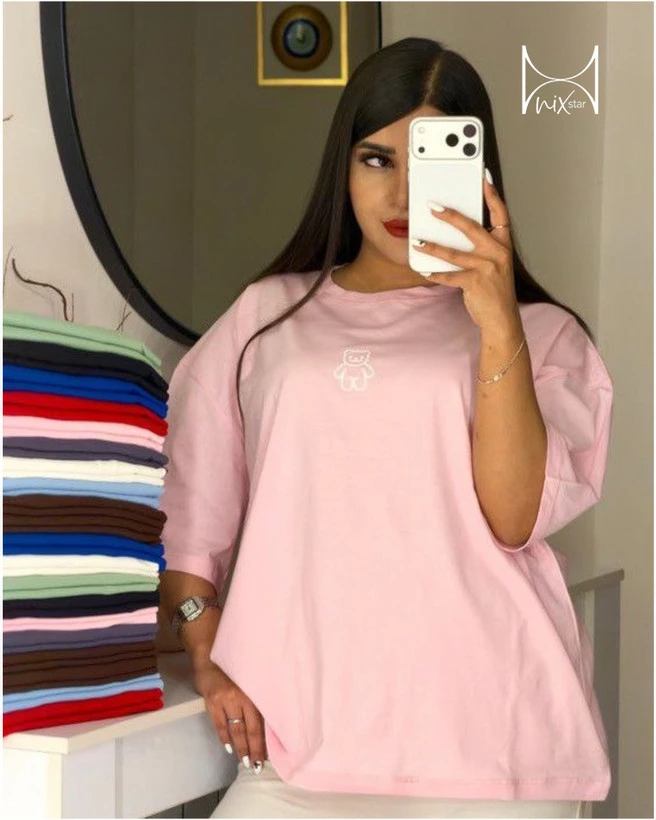 تیشرت زنانه باکسی تدی فری سایز